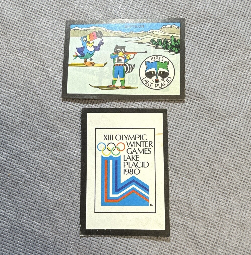 Kellogg's Olympic Stick'r Trading Cards (2) 1980 Lake Placid Biathlon Sticker